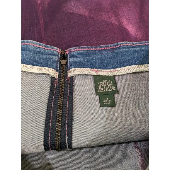 Wild Fable Denim Mini Skirt 12 Purple Coated High Rise Notch Front Stretch Micro - Picture 4 of 9